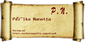 Pálka Nanetta névjegykártya
